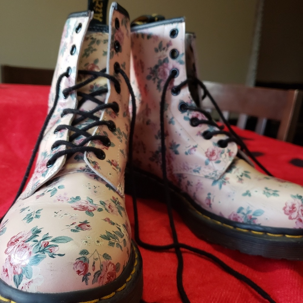 Pale Pink Floral Dr. Martens